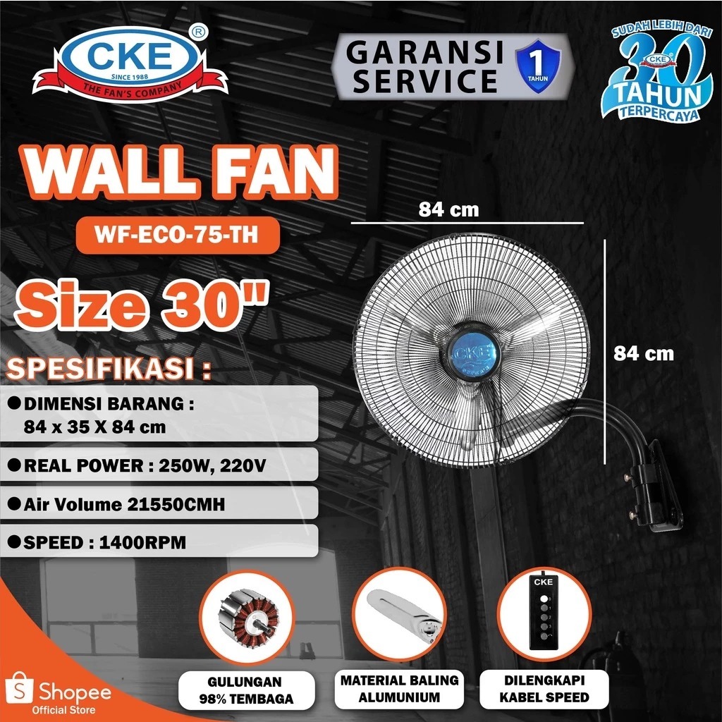 CKE Wall Fan 30 Inch Kipas Angin Dinding Tembok Rumah