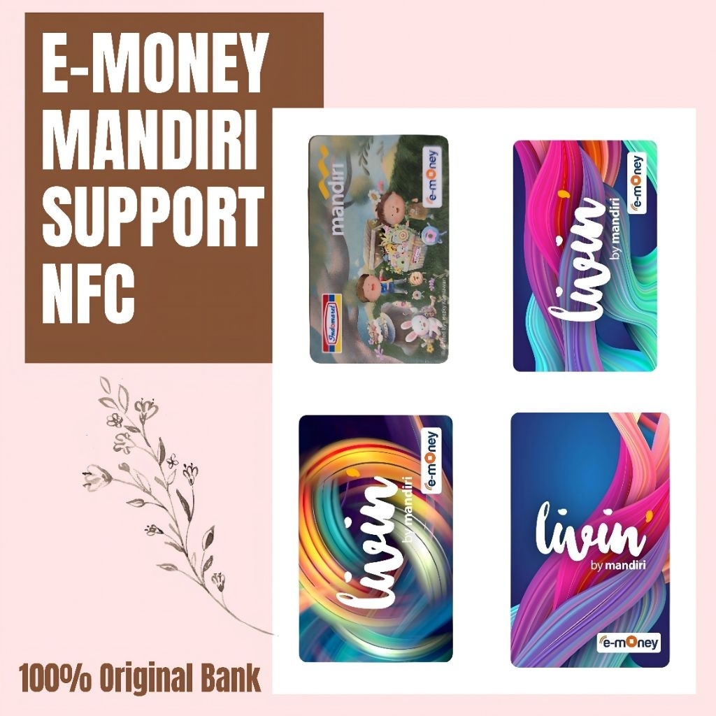 Kartu E-Money Mandiri Support Nfc Original Motif Acak/ Kartu Mandiri/ E-money Mandiri/ E-Money Card/
