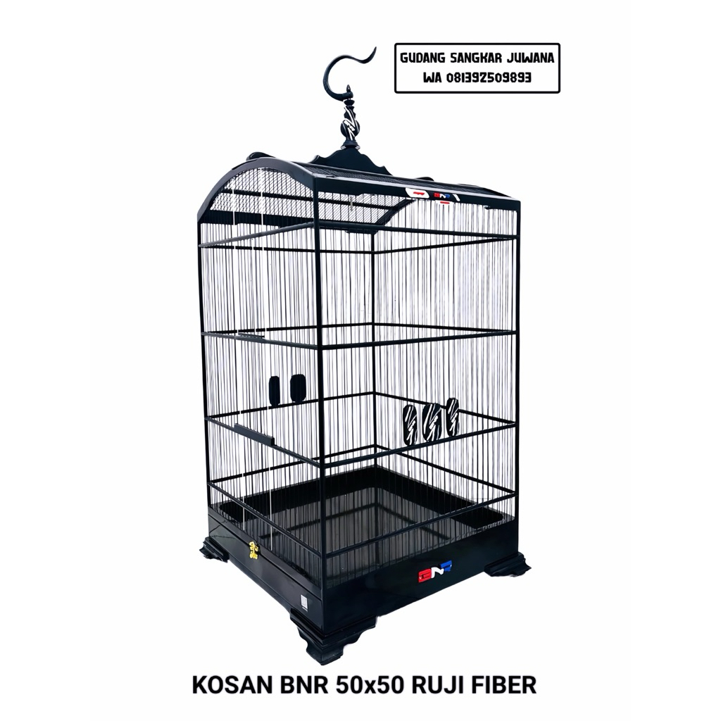 Sangkar Kosan Murai BNR ruji fiber. 50x50 cm. Fullset Kerodong