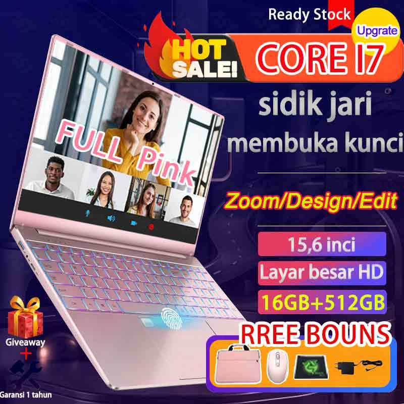 CNAST Laptop Pink 15.6 inch CORE I7 baru 16G RAM  512GB SSD Windows+Office+Bouns+Kunci sidik jari