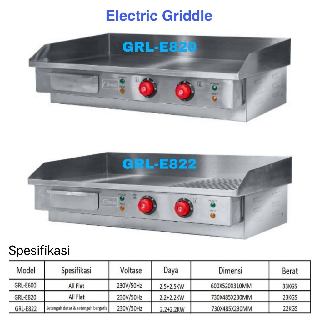 Fomac Electric Griddle Machine GRL-E600 GRL-E820 GRL-E822