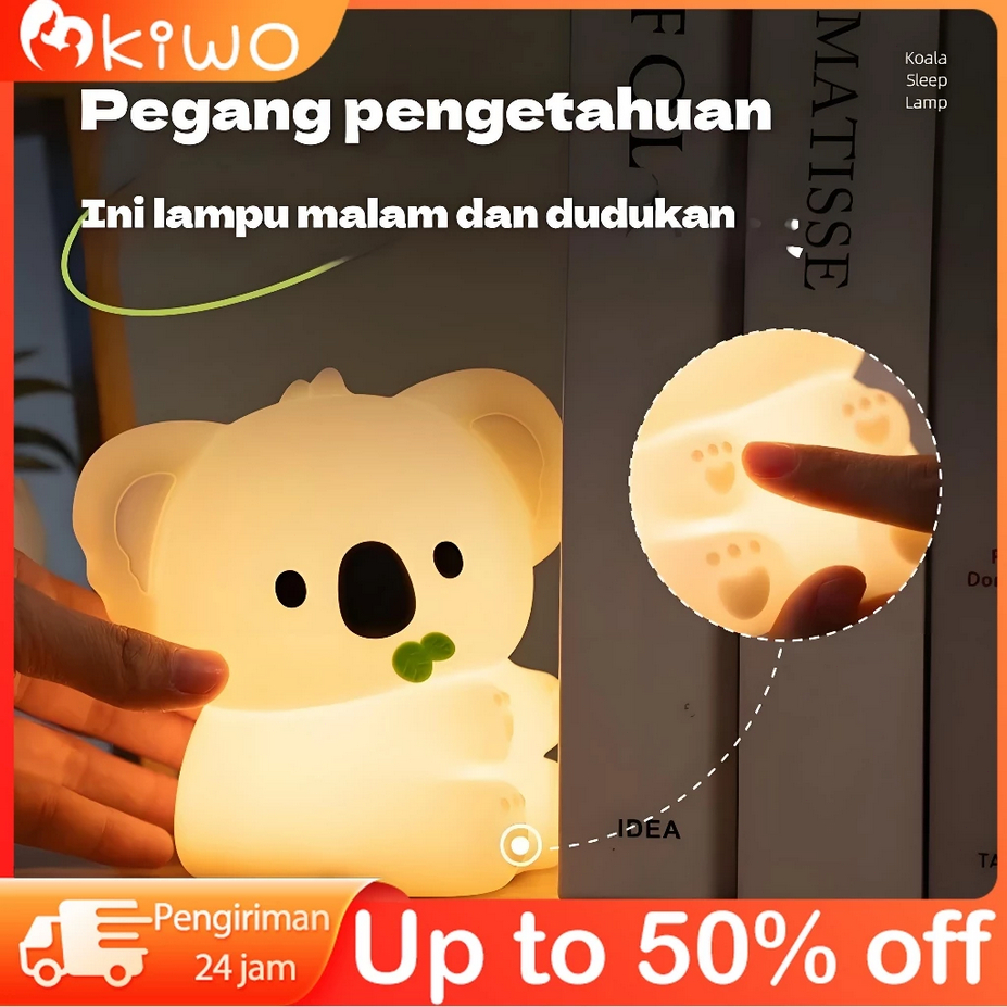 Lampu Tidur Panda Silikon - 3 Level Pencahayaan, Auto Timer Mati, Sentuhan Lembut