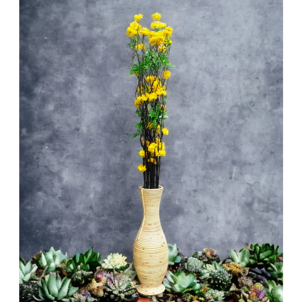 Bambu Ulir Anyelir Kuning 150 cm (Tidak Termasuk Vas/Pot)