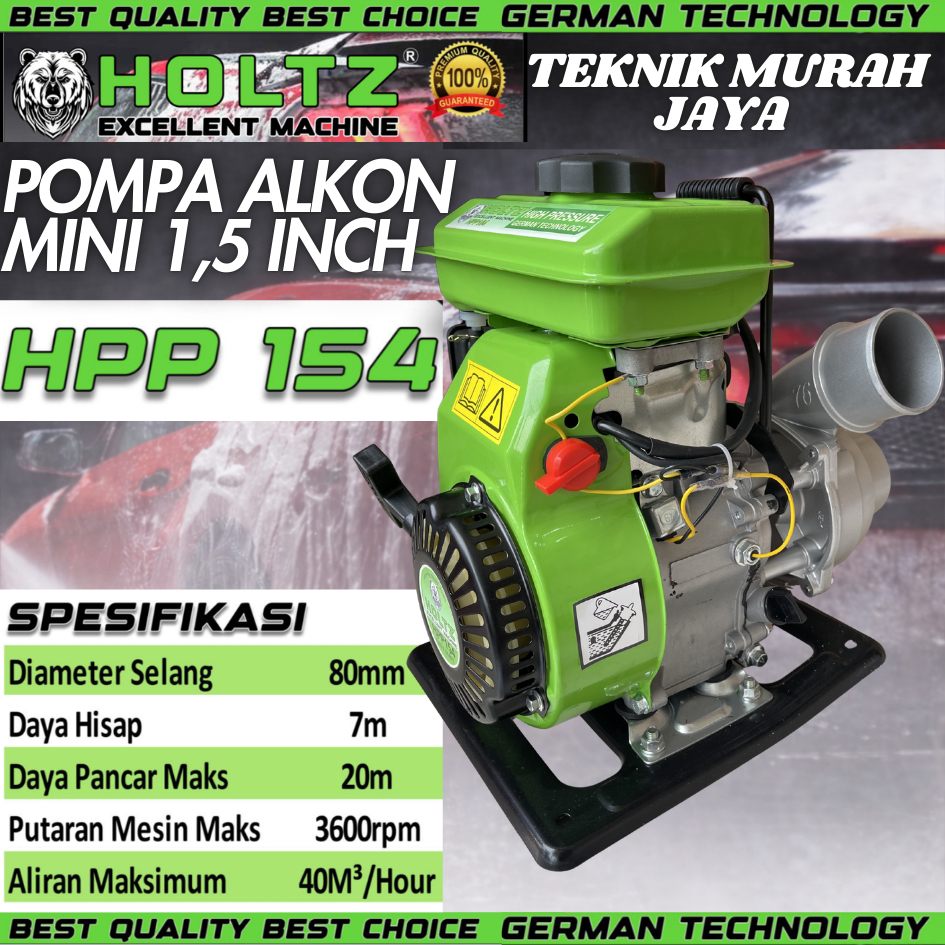 HOLTZ HPP154 Mesin Pompa Air Sawah Irigasi 1.5" 1,5" Water Pump Pompa Alkon Mini 4 tak 1.5 inch HPP-