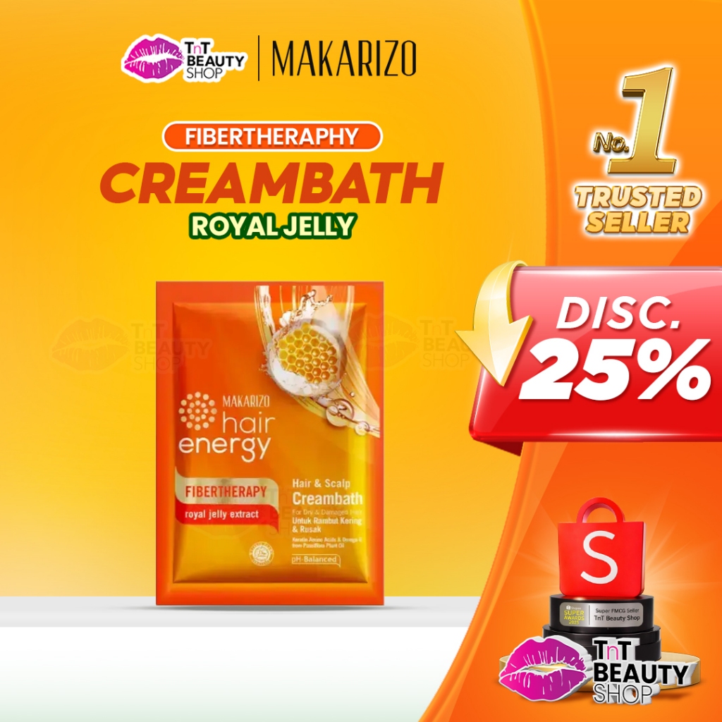Makarizo Hair Energy Fibertherapy Hair & Scalp Creambath Royal Jelly 60 gr / Perawatan Rambut Kering