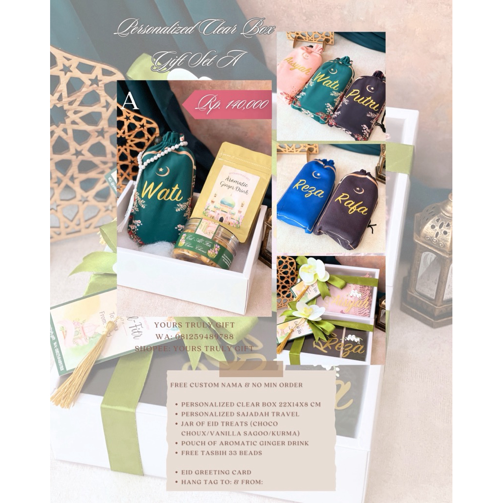 PERSONALIZED CLEAR BOX GIFT SET A • Idul Fitri Hampers 2026 • Lebaran Gift • Custom Hampers • Ramadh
