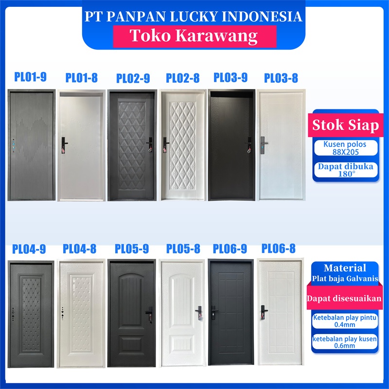 PANPAN - (LUXURY SINGLE PAN) Pintu Baja Single satu set Lengkap Berkualitas / Pintu Utama / Kamar / 