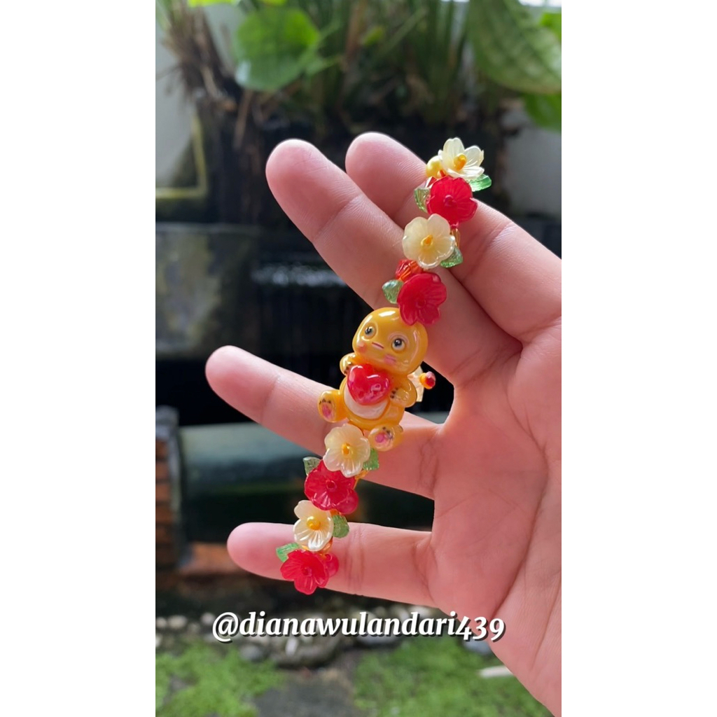 CUSTOM GELANG BRACELET FLOWERS NAILONG RED YELLOW ALULA