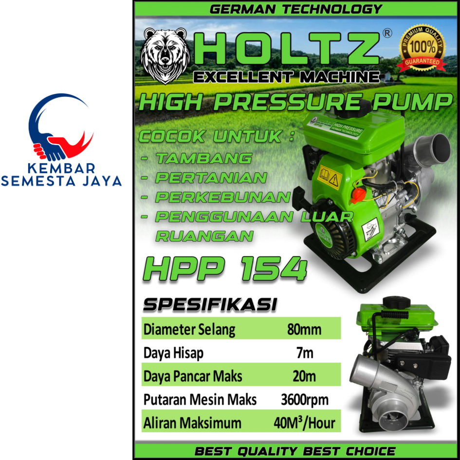 HOLTZ HPP154 Mesin Pompa Air Sawah Irigasi 1.5" 1,5" Water Pump Pompa Alkon Mini 4 tak Alkon KEONG S
