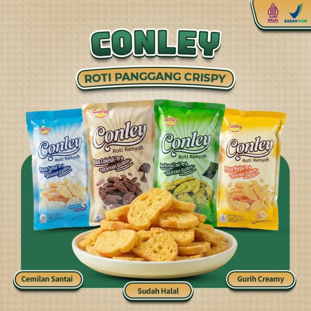 Roti Panggang Crispy Conley / Roti Panggang / conley roti kering renyah gurih 4 varian 225 gr