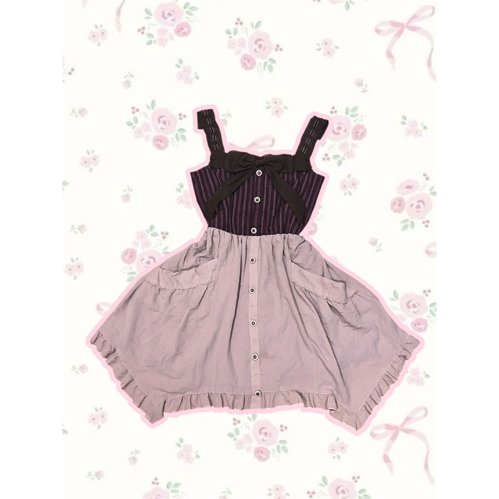 Axes Femme Dress Kawaii Pink Purple JSK Jumper Skirt Big Bow Pita Pockets Asymmetrical Asimetris