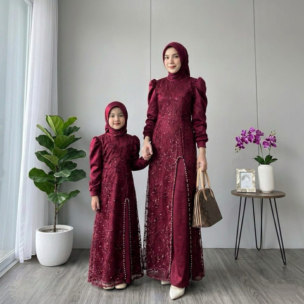 MAXI NAURA ( M L XL XXL 3XL) Gamis pesta model terbaru Dress satin tile muitara Baju kondangan Gamis