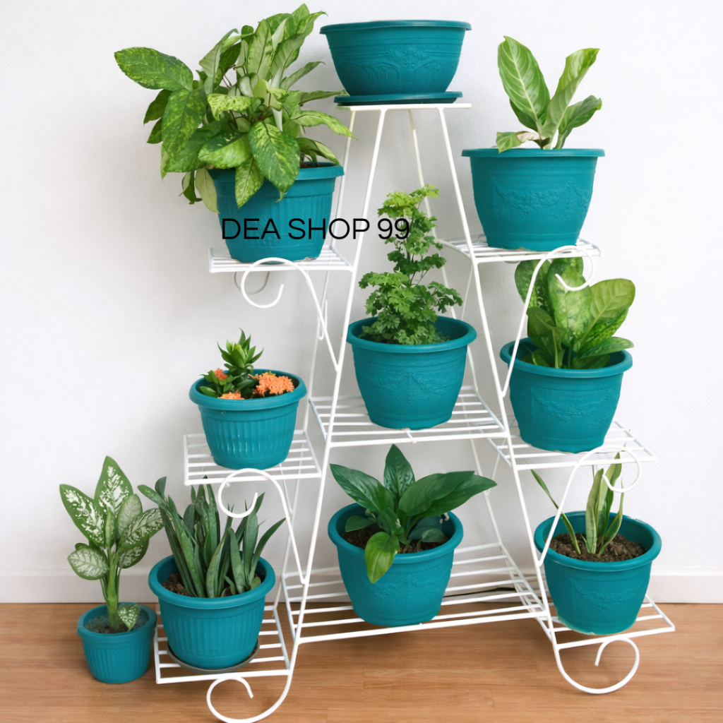 Rak Pot Minimalis 9 Dudukan Design Mewah Estetik Dekorasi Rumah & Taman Standing Pot Bunga Tanaman