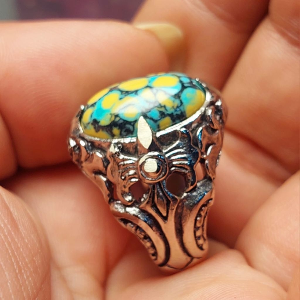 Cincin pirus tibet ring cakrawala gradasi pancawarna ceplok kuro