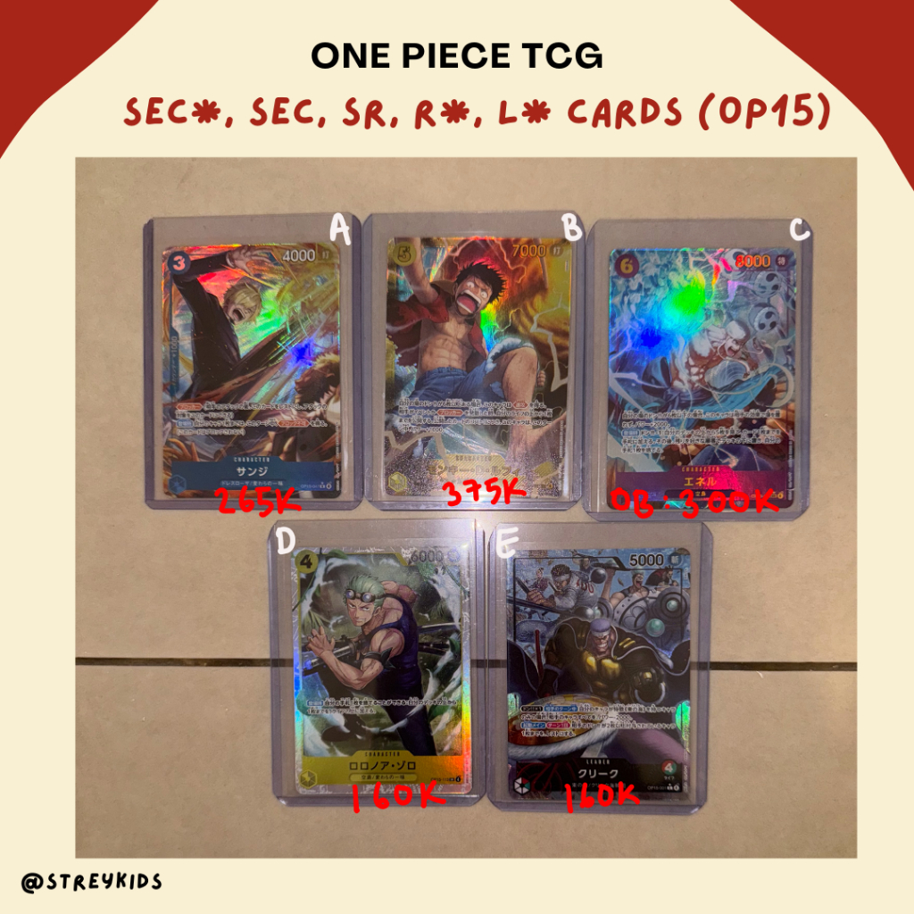 One Piece TCG- SEC*, SEC, SR, R*, and L* (OP15)