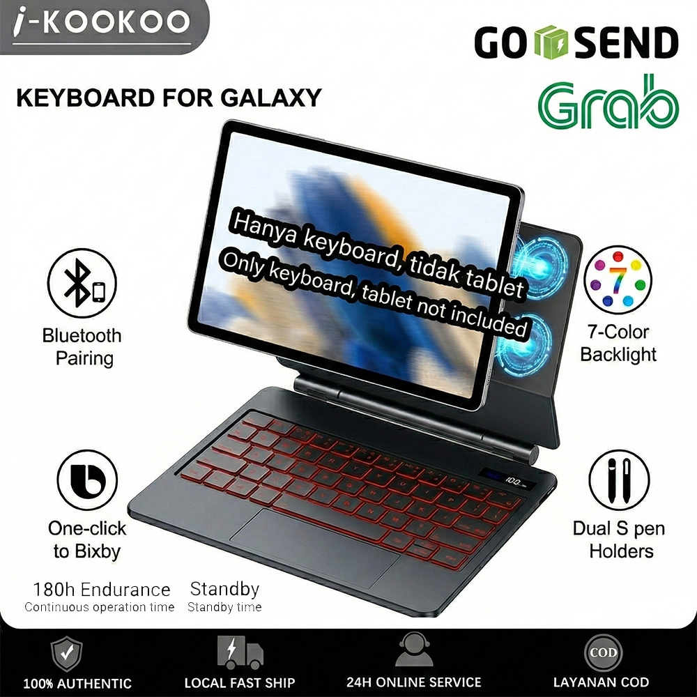 I-KOOKOO Magentic Keyboard Case for Samsung Galaxy Tab S10 Lite/S10 FE/S9 FE 5G 10.9", S11/S9/S8/S7 