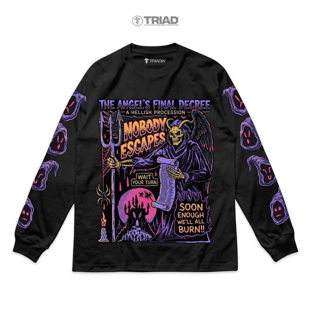 TRIAD T-shirt Longsleeve Reguler Black No Body Escape / Kaos Lengan Panjang Vintage Graphic I Hitam 
