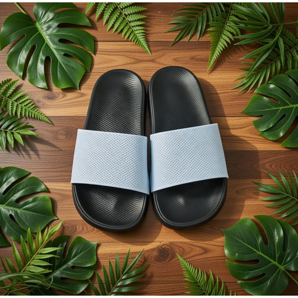 sandal slide sandal slop slip on pria wanita 36-43 impor hitam putih polos original terbaru