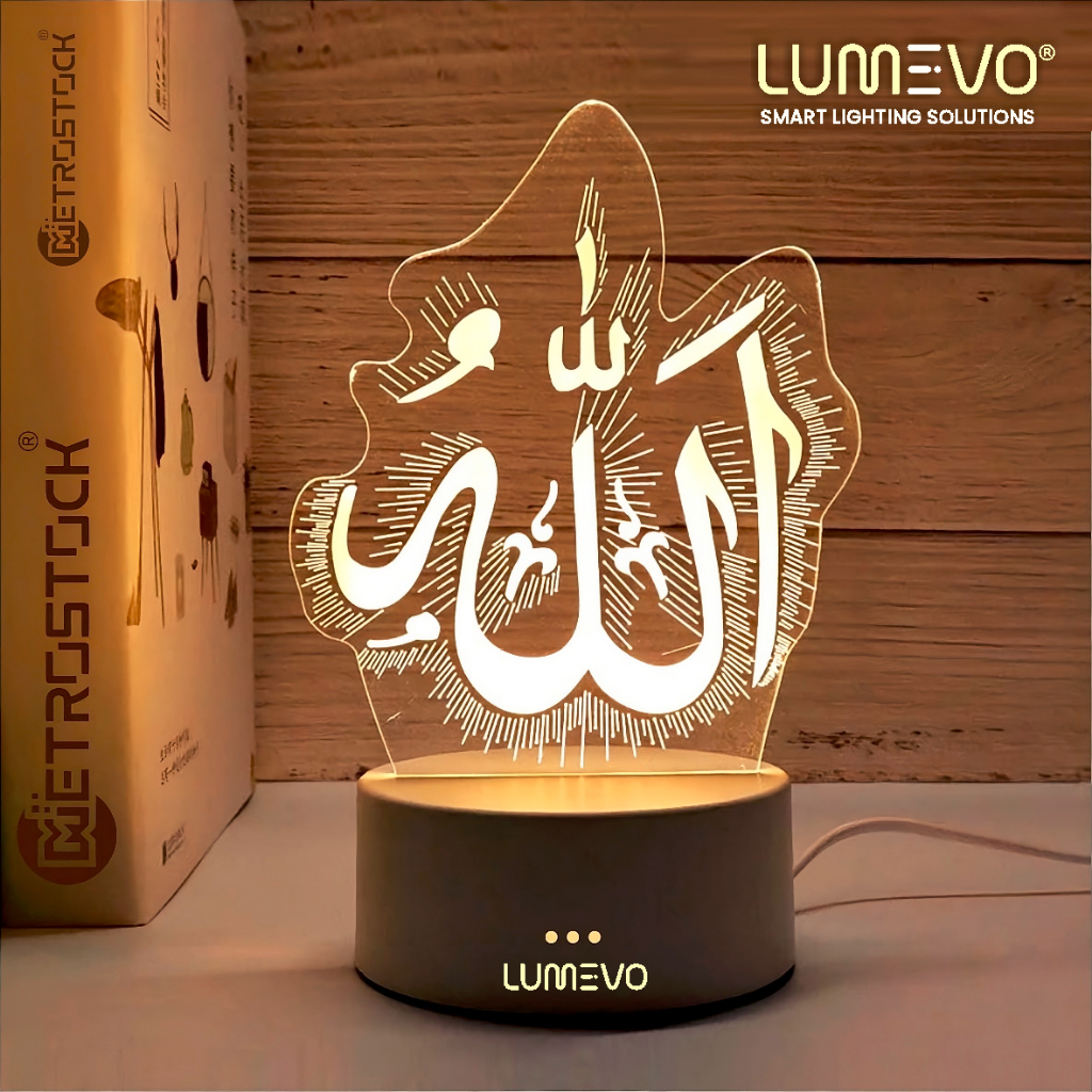 Lampu Tidur Kaligrafi Arab 3D Estetik Akrilik LED – Lampu Hias Meja Kamar Dekorasi Meja Belajar Meja
