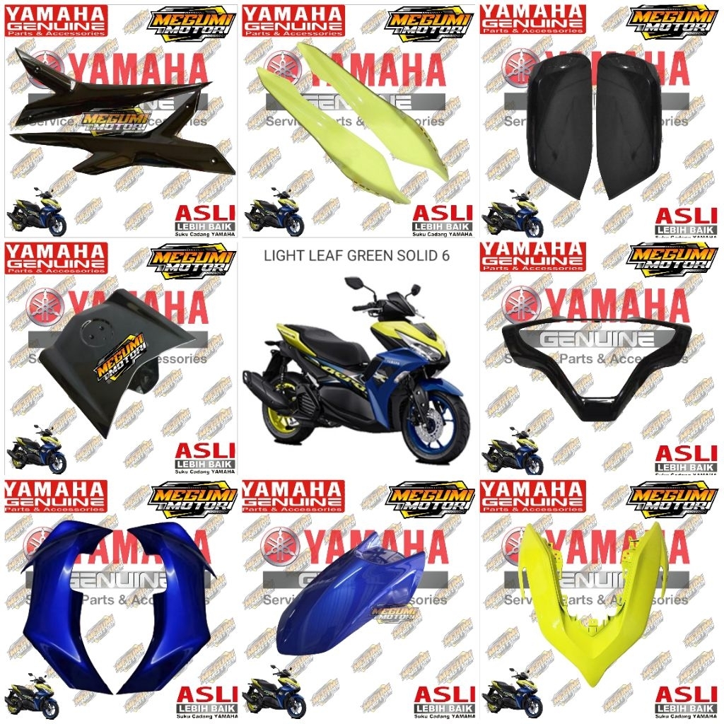 FULL SET COVER BODY HALUS  NEW AEROX 155 CONNECTED BIRU KUNING ORIGINAL YAMAHA BBP