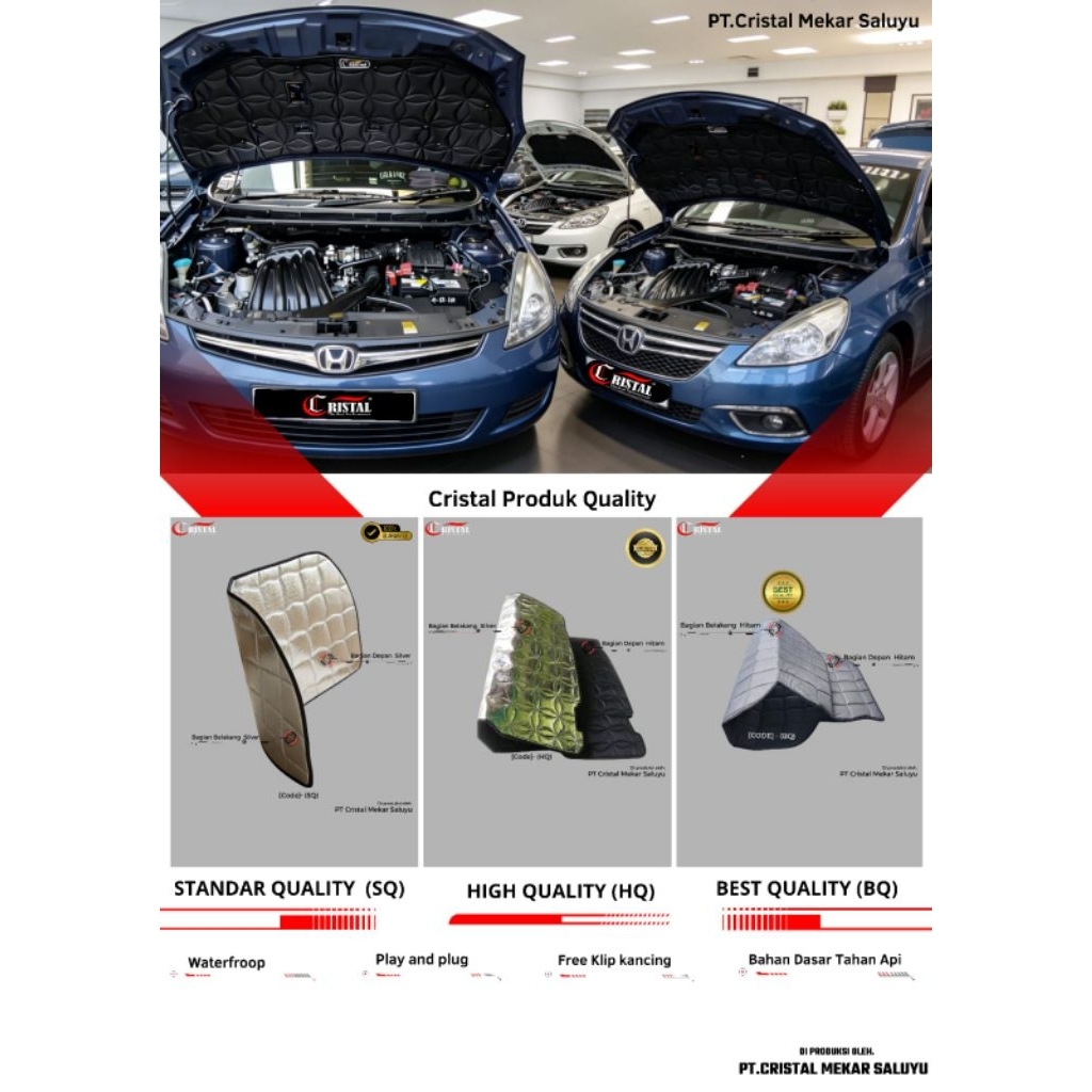 Cristal Peredam panas dan suara kap mesin Mobil Daihatsu SIRION original  pnp plus klip kancing Taha
