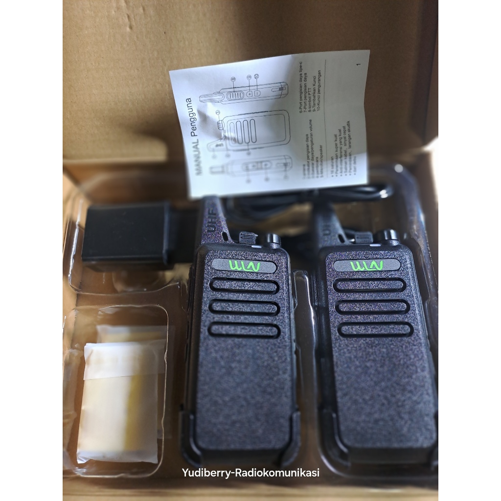 2 HT WLN KDC1 FREKUENSI UHF DUA BIJI WLAN KD-C1 BARU WALKIE TALKIE WLN KD C1 MURAH SATU DUS ISI DUA