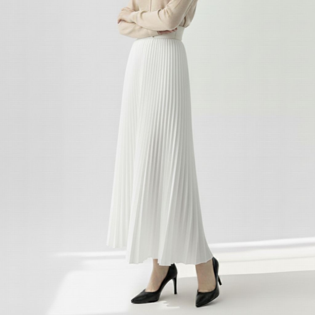 ​Rok Plisket Panjang Muslimah Bawahan Hijab Syari Lurus Polos Premium