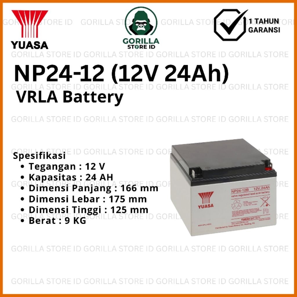 Baterai Aki VRLA YUASA 12V 24AH - NP24-12B
