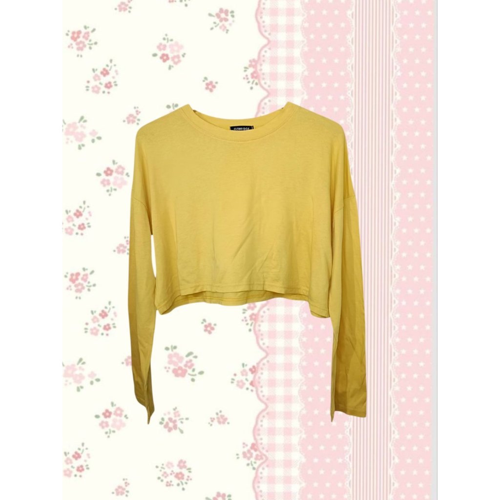Longsleeve Oversize Yellow Crop T-shirt by Ozbridge
