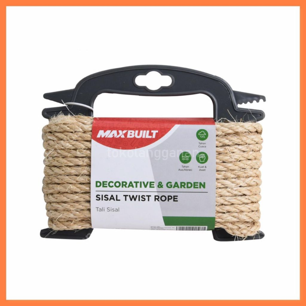 Maxbuilt Tali Sisal Dekorasi Taman 6mm × 15mtr Cokelat Sisal Twist Rope