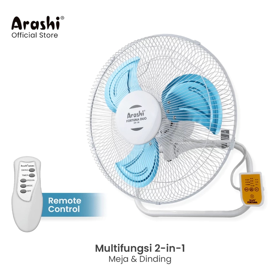 Arashi Kipas Angin Meja Dinding Remote Fortuna Duo 16inch + Remote