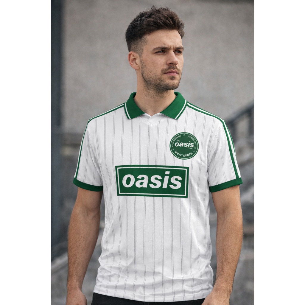 Jersey Vintage oasis keren best seler Full Printing warna hijau putih hitam DriFit Premium Anak Dewa