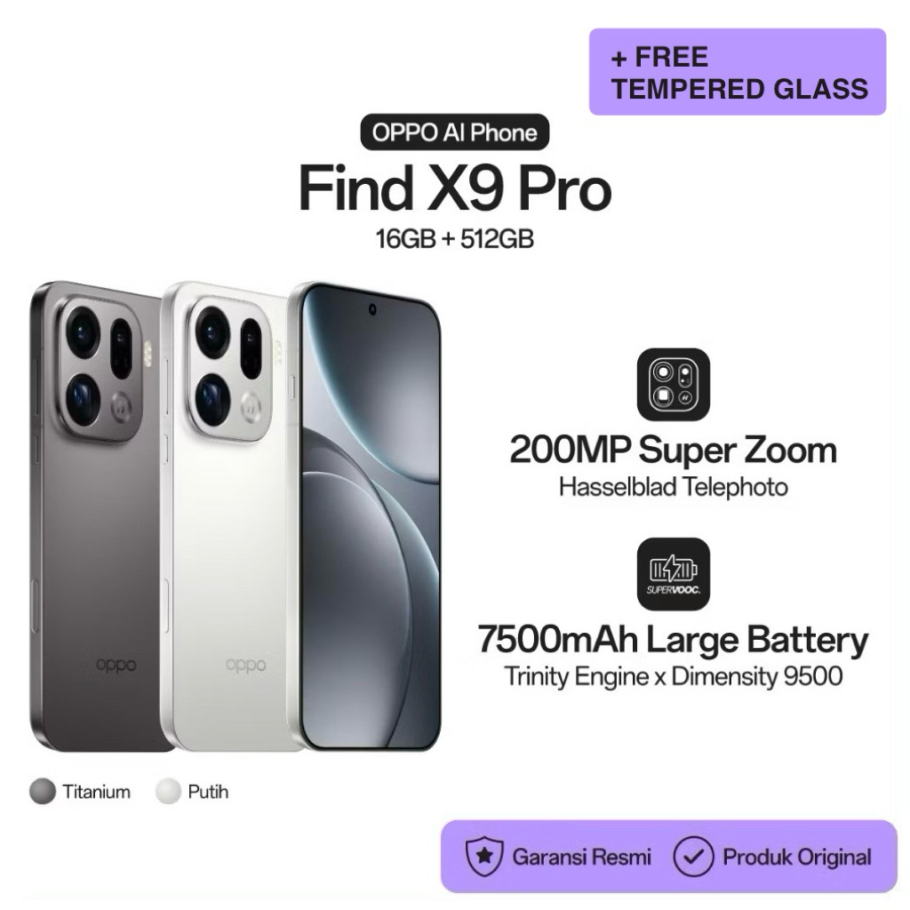 (Ready Stock) OPPO Find X9 Pro 5G 16GB + 512GB NEW GARANSI RESMI INDONESIA