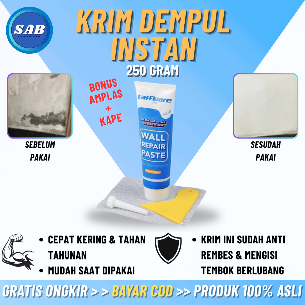 Lem Tambal Retak Lubang Dinding / amplas lubang / Krim YSH Dempul Coretan Dinding Beton Serbaguna