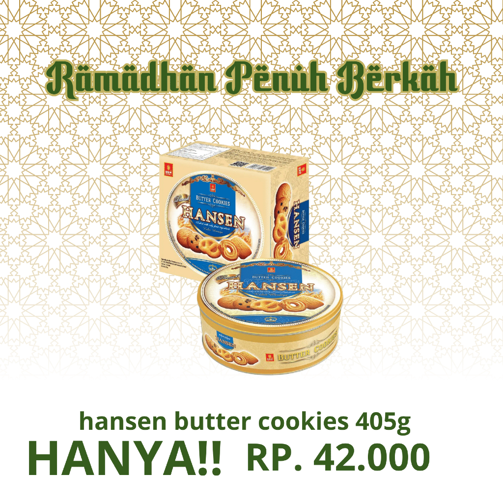 Hansen Butter Cookies 405g Kaleng - Biskuit Mentega Danish Style - Hampers Lebaran Murah