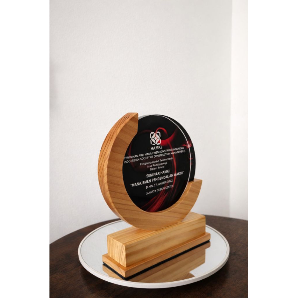Plakat Kombinasi Kayu + Akrilik, Trophy Kayu + Akrilik, Plakat Custom, Trophy Custom Elegan