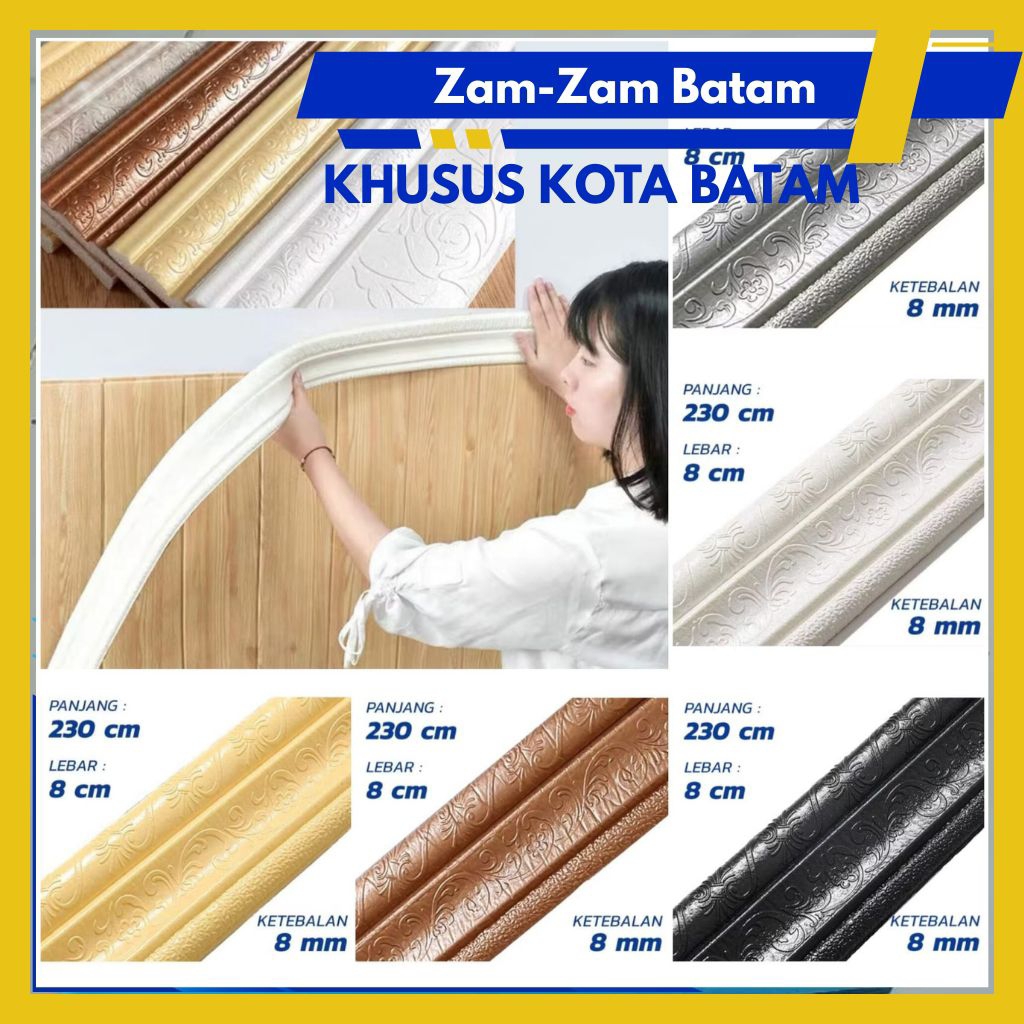 [KHUSUS BATAM ]Wallpaper Foam Border List Dinding 3D Ukuran 2,3 Meter Lebar 8 CM- Motif Klasik Mewah