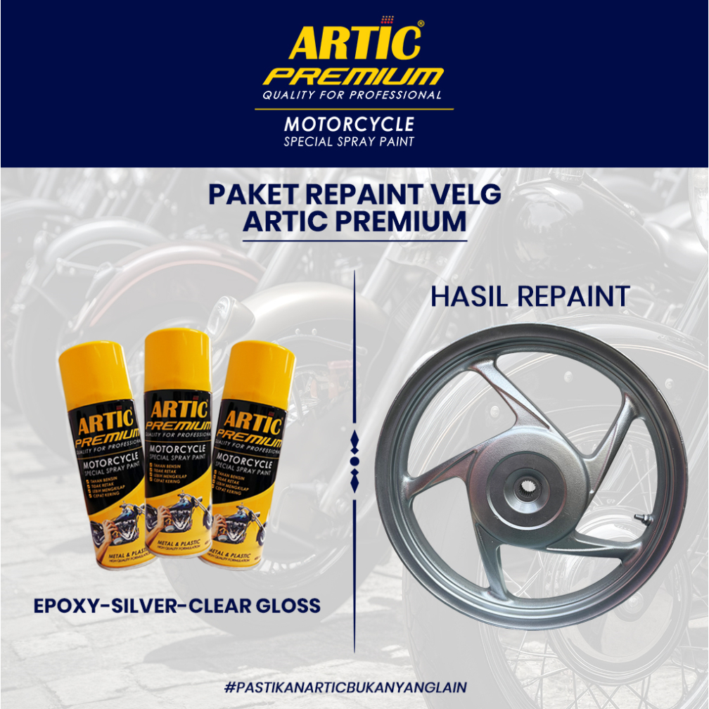 [PAKET REPAINT VELG] Cat Semprot Artic Premium Silver Glossy (Epoxy + Silver+ Clear Gloss)