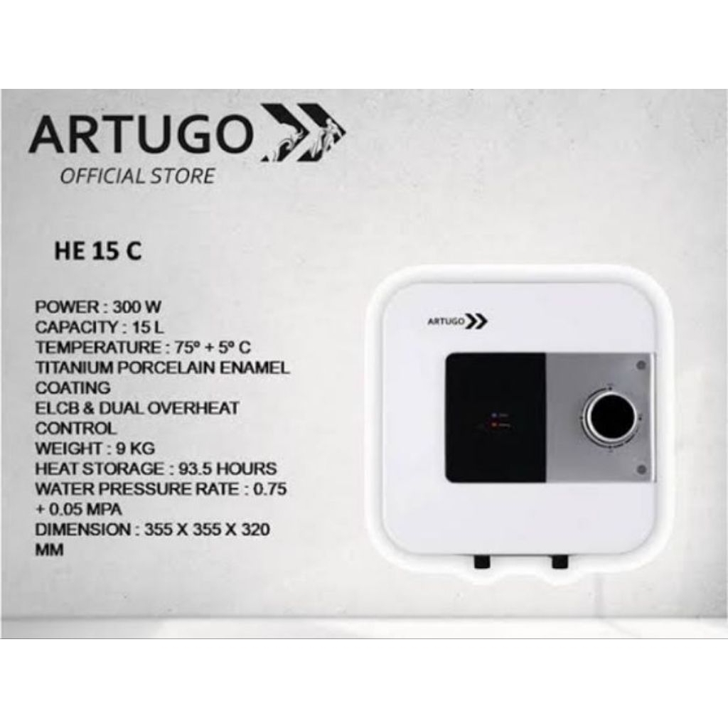 Artugo Water Heater Listrik 15 Liter HE 15C