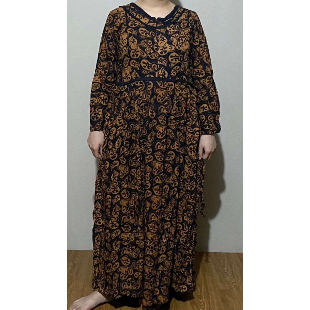 Daster longdress batik ceria abaya lamiya ret / gamis model batik kekinian