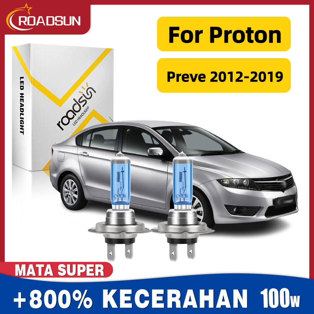 Cocok untuk Proton Preve 2012-2019 Halogen lamp 100W 15000LM Low Beam High Beam Super Terang 6000K C