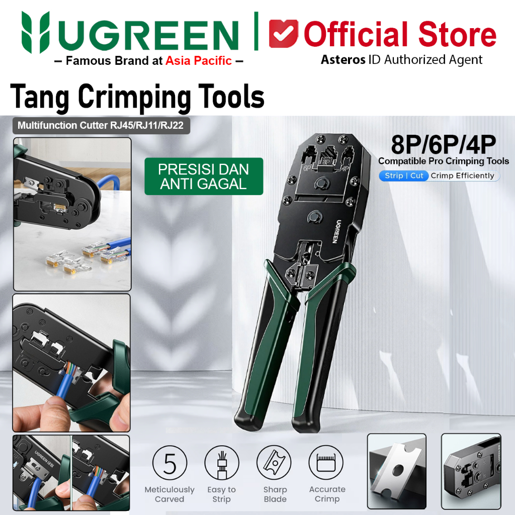 UGREEN Tang Crimping Tool RJ45 RJ11 Lan Network Cable 6P 8P Alat Pemotong Kabel