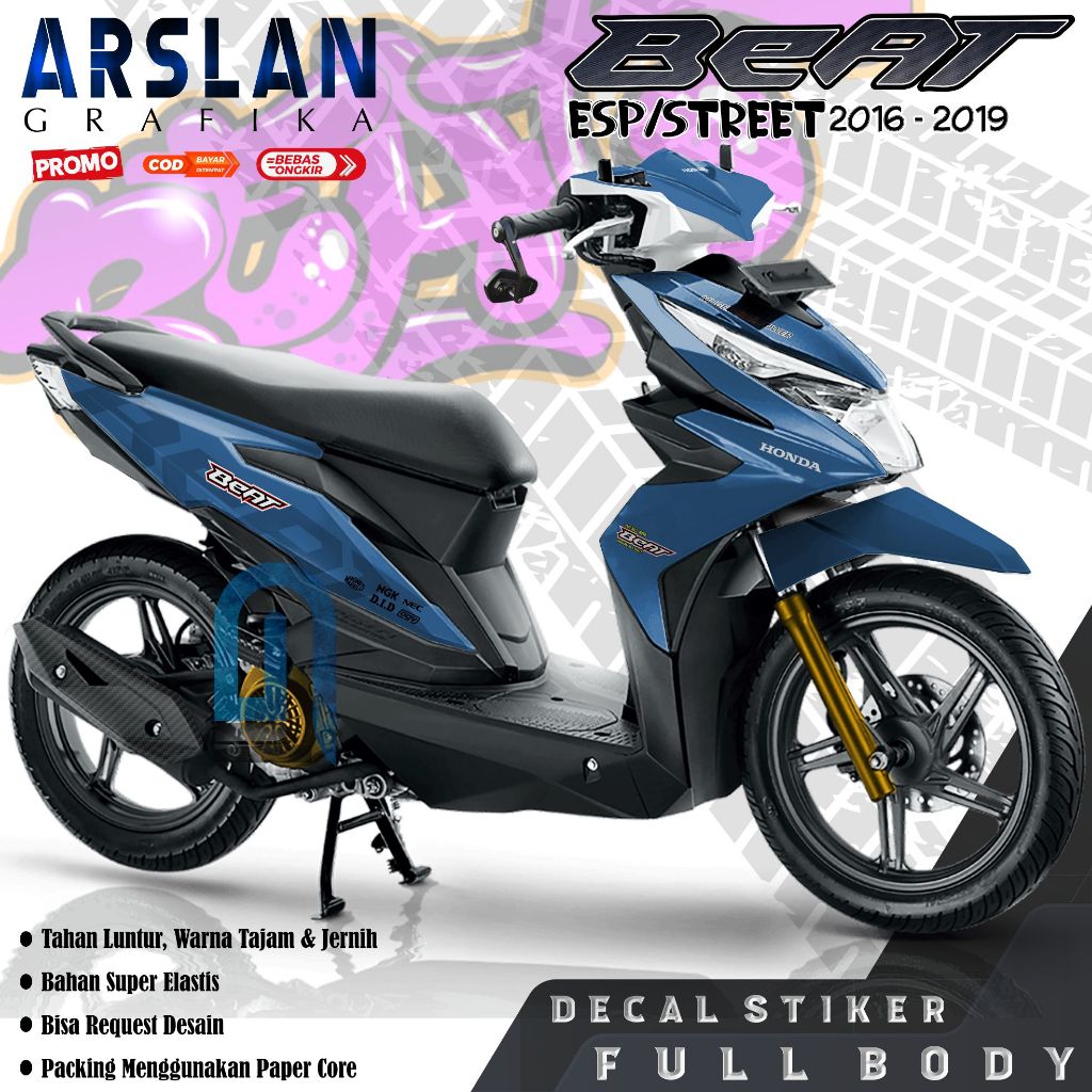 Decal Beat ESP 2016 - 2019 Full Body Simpel - Set Stiker Motor ESP/Street 2016 - 2019 Variasi Polos