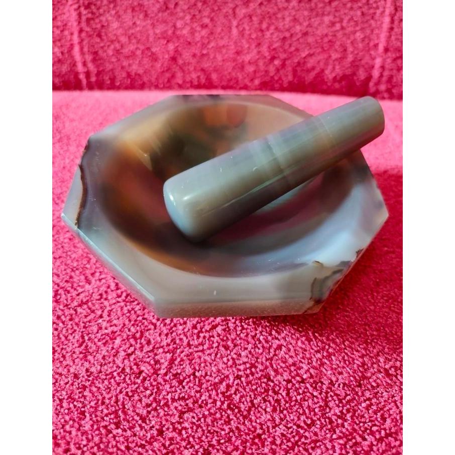 Aagate Mortar with Pestle Diameter 10 cm Natural Agate Mortar