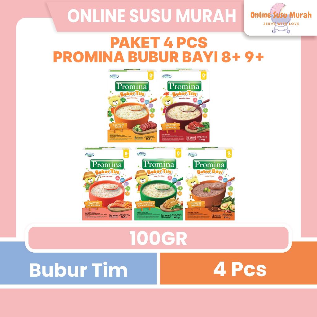 PROMINA PAKET 4 PCS BUBUR BAYI 100GR BUBUR TIM INSTAN 8+ BOX 100 GR BUBUR MPASI BAYI PRLA