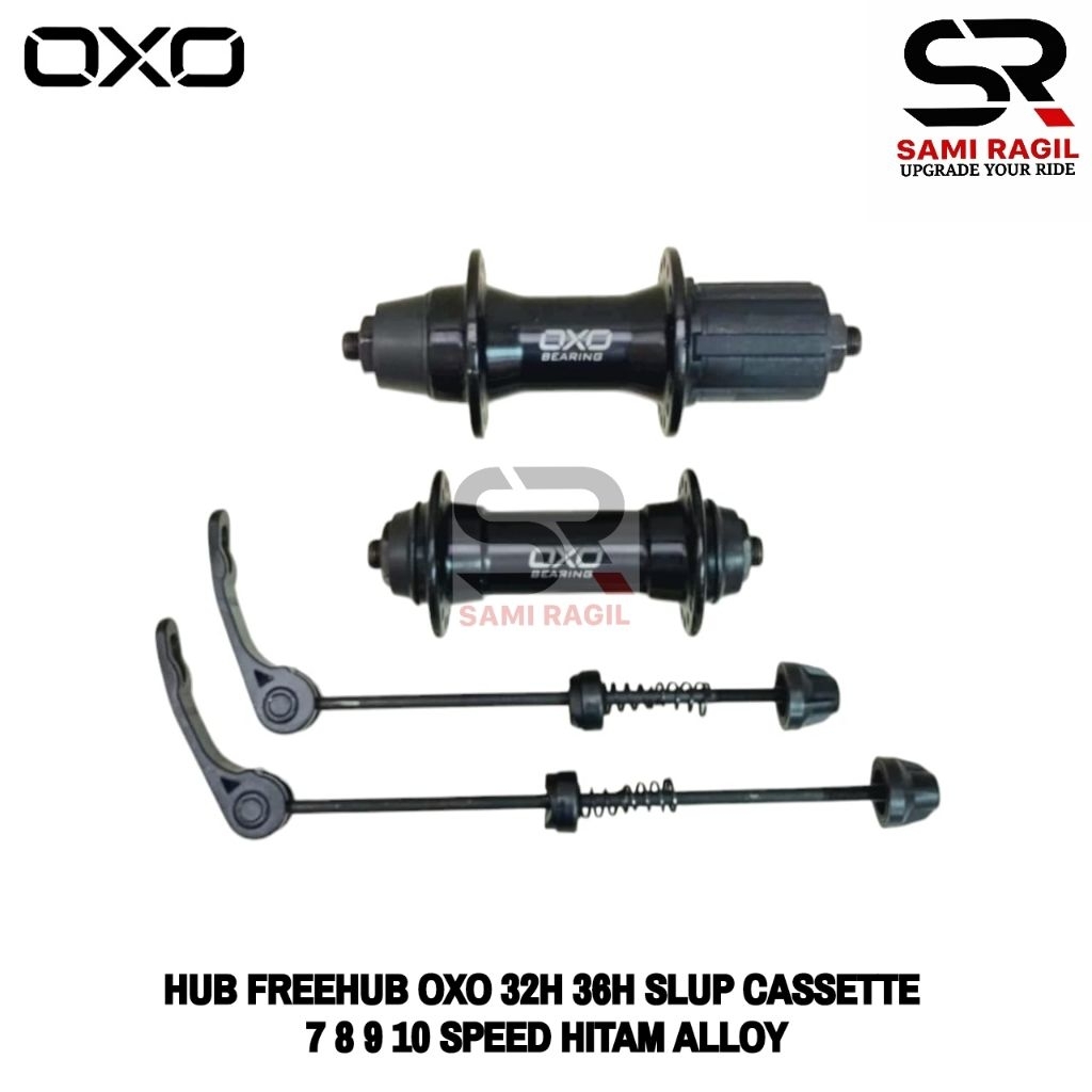HUB FREEHUB OXO LUBANG 32 36 HOLE SLUP CASSETTE 7 8 9 10 SPEED 32H 36H HITAM ALLOY RIM BRAKE BALAP R