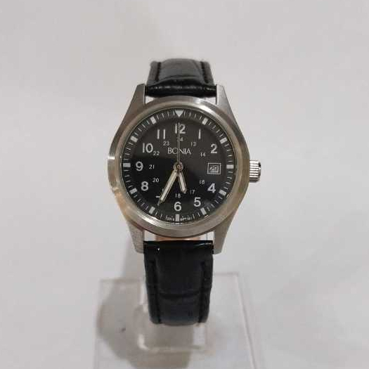 JAM TANGAN WANITA BONIA BPT 181 / BPT181 SILVER BLACK TALI ORIGINAL