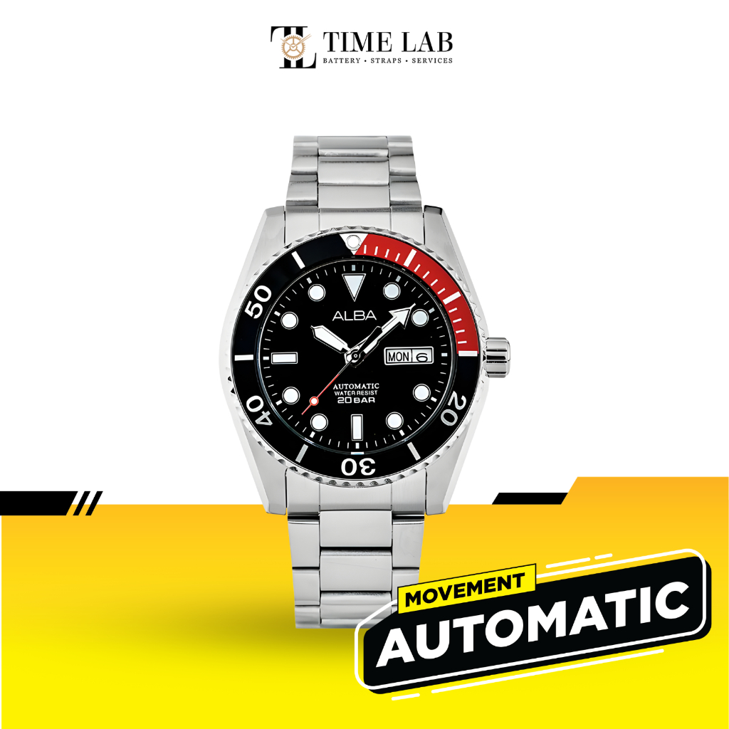 JAM TANGAN PRIA ALBA AL4293 / AL4293X1 AUTOMATIC BLACK STAINLESS STEEL ORIGINAL TIMELAB