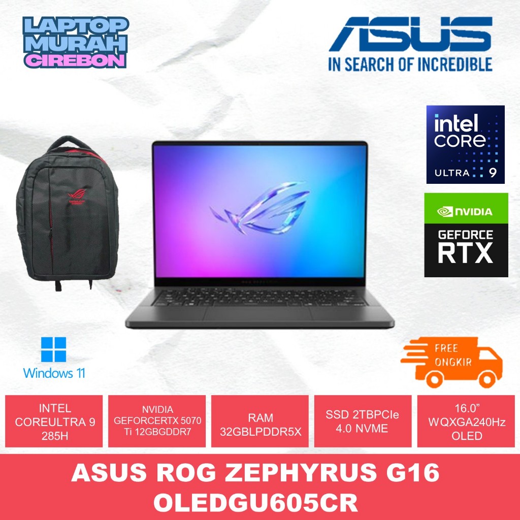 ASUS ROG ZEPHYRUS G16 OLED GU605CR ULTRA 9 285H RTX5070TI 12GB/ 32GB 2TB W11+OHS+M365B 16.0WQXGA 240