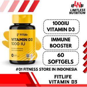 FITlife Vitamin D3 1000 IU 60 Capsules BPOM & Halal